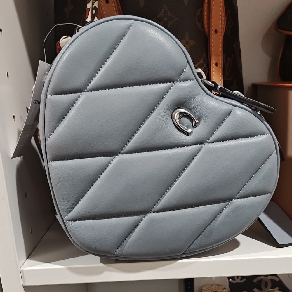 Coach Heart-Shaped Quilted Bag - Gray Blue